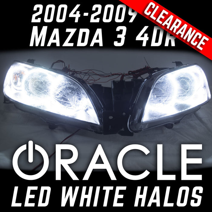 2004-2009 Mazda 3 4 Door Projector Headlights - ORACLE WHITE LED Halos