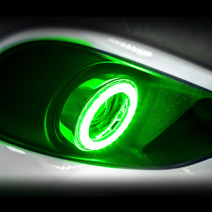 2010-2013 Chevrolet Camaro LED Surface Mount Fog Light Halo Kit with green LEDs.