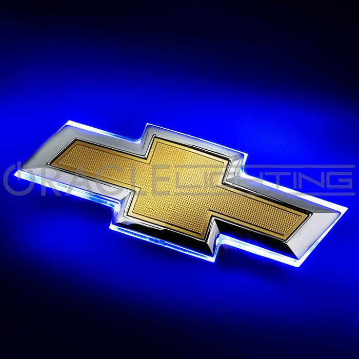 2016-2019 Chevrolet Camaro Illuminated Rear Bowtie Emblem with blue LEDs.