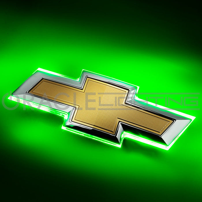 2016-2019 Chevrolet Camaro Illuminated Rear Bowtie Emblem with green LEDs.