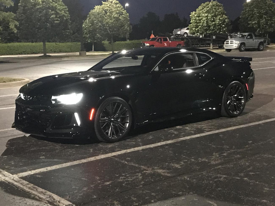 Three quarters view of a Chevrolet Camaro with Concept SMD Sidemarkers installed.