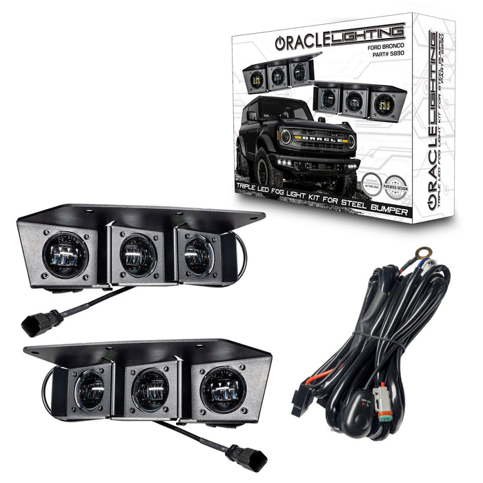 ORACLE Lighting 2021-2025 Ford Bronco Triple LED Fog Light Kit for Steel Bumper