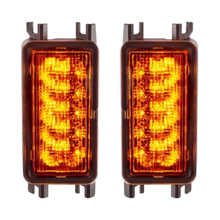 Front product view of Dual Function Amber/White Reverse LED Module for Jeep Wrangler JL Flush Tail Lights with amber LEDs