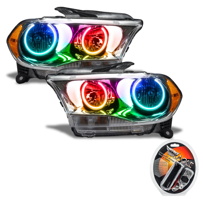 2011-2013 Dodge Durango Pre-Assembled Headlights Non-HID - Chrome Housing with RF Controller.