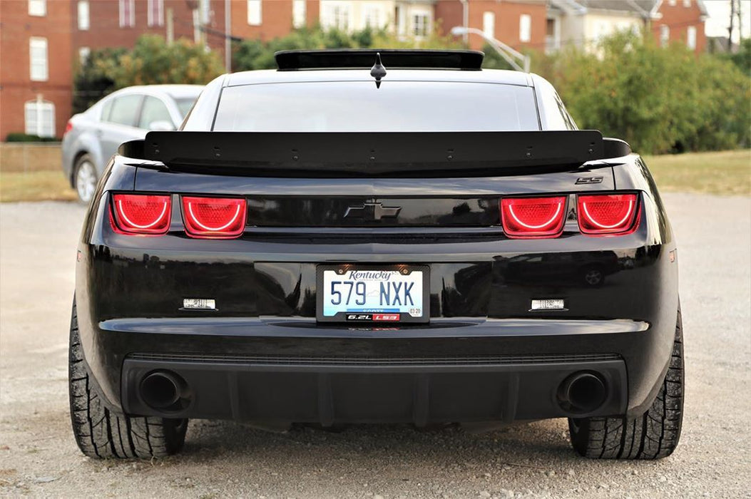 Rear view of a Chevrolet Camaro with Afterburner Tail Light halos installed.