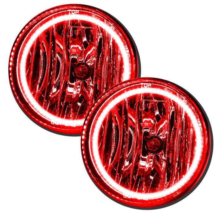 2007-2013 GMC Sierra LED Fog Light Halo Kit with red LED halo rings.