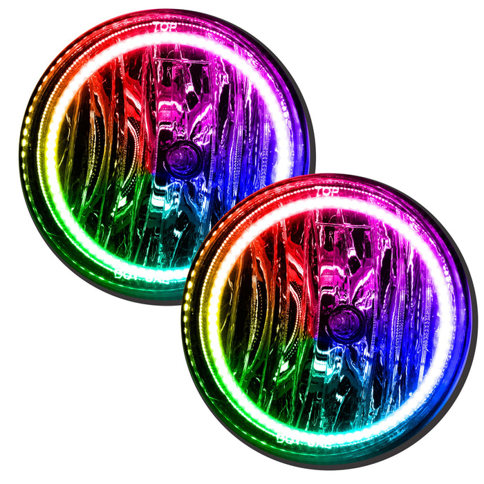 2007-2013 GMC Sierra LED Fog Light Halo Kit with ColorSHIFT LED halo rings.