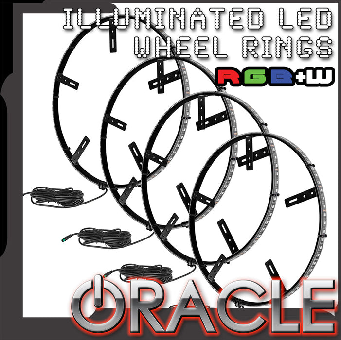 Illuminated RGBW wheel rings with ORACLE Lighting logo