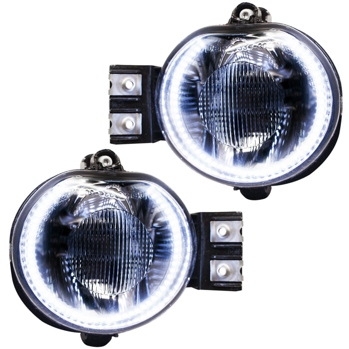 2002-2008 Dodge Ram LED Fog Light Halo Kit with white LED halo rings.