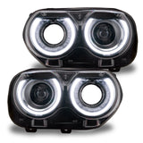 Dodge Challenger Headlights with white DRLs.