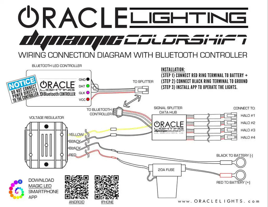 Wiring connection diagram with bluetooth controller
