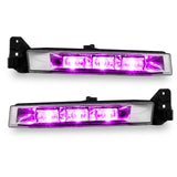 Dodge Charger fog lights with pink LEDs.