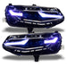 Chevrolet Camaro headlights with white DRLs.