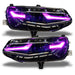 Chevrolet Camaro headlights with pink DRLs.