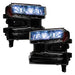 Chevrolet Silverado 1500 headlights with white demon eye projectors.