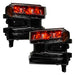 Chevrolet Silverado 1500 headlights with red demon eye projectors.