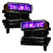 Chevrolet Silverado 1500 headlights with purple demon eye projectors.