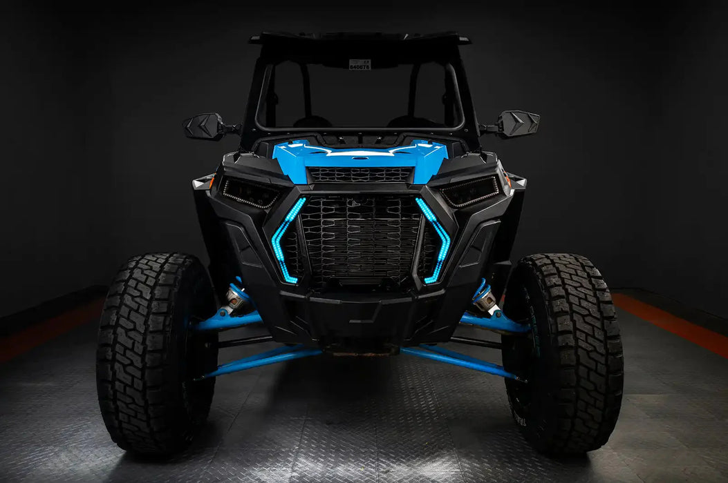 Polaris RZR with cyan DRLs