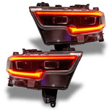 Ram 1500 headlights with red DRLs.