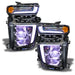 Chevrolet Silverado headlights with white demon eye projector.