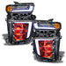 Chevrolet Silverado headlights with red demon eye projector.
