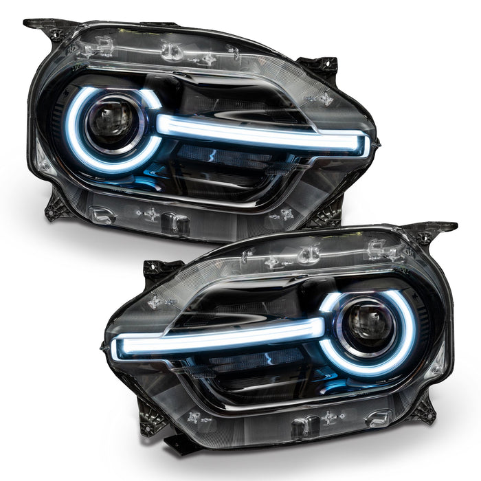 Ford Bronco Sport headlights with white halos and DRLs.
