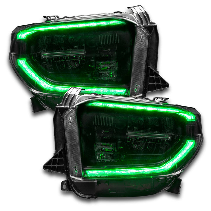 Toyota Tundra headlights with green DRLs