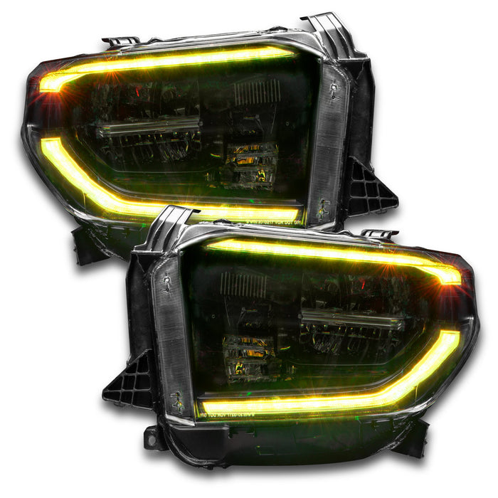 Toyota Tundra headlights with yellow DRLs