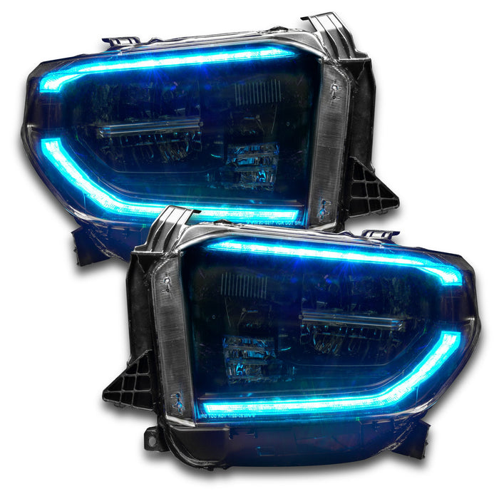Toyota Tundra headlights with cyan DRLs