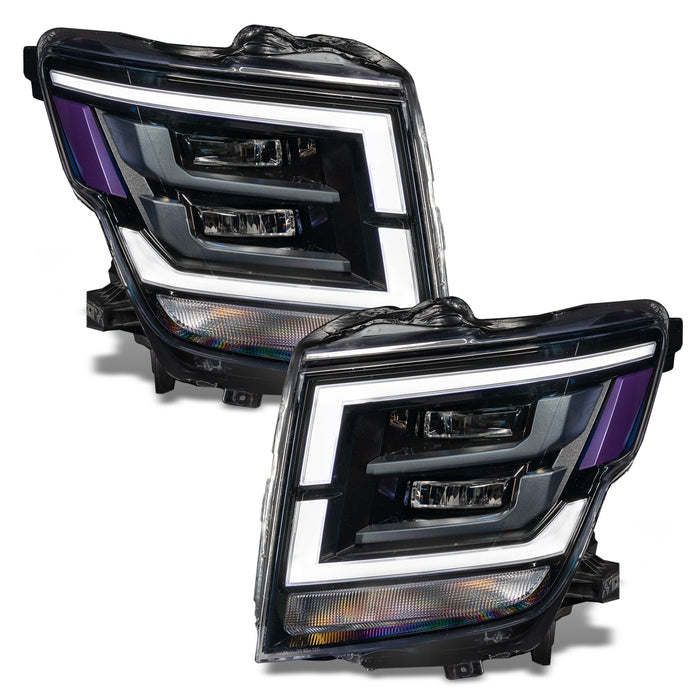 2021-2024 Nissan Titan headlights with white DRLs.