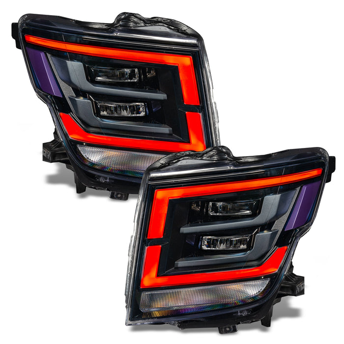 2021-2024 Nissan Titan headlights with red DRLs.