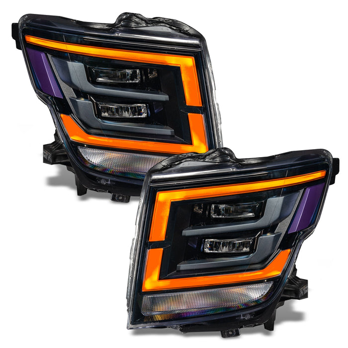 2021-2024 Nissan Titan headlights with amber DRLs.