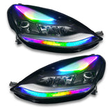 Tesla Model 3 headlights with rainbow DRLs