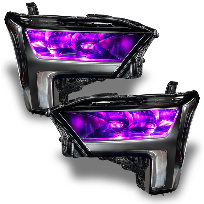 2022+ Toyota Tundra Headlights with pink demon eye projectors.