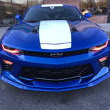 Blue camaro with red DRLs.