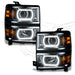 Chevrolet Silverado headlights with white LED halo rings.