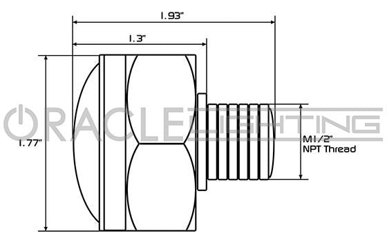 27W LED Marine Drain Plug diagram with measurements.