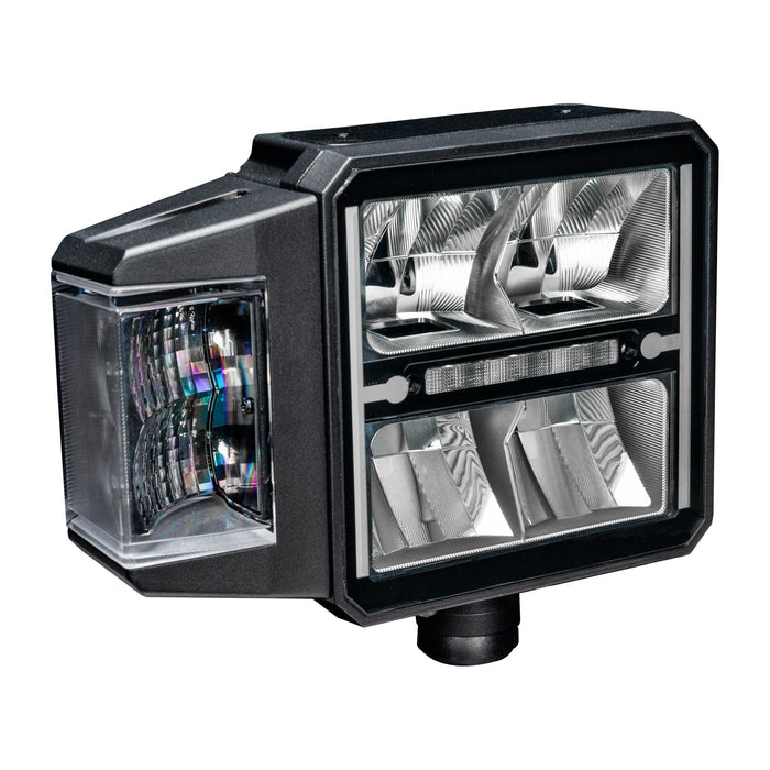 Angled view of Multifunction LED Plow Headlight with Heated Lens.