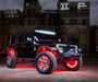 Three quarters view of a Jeep Wrangler JK with Upper Windshield Brackets and Light Combo installed.