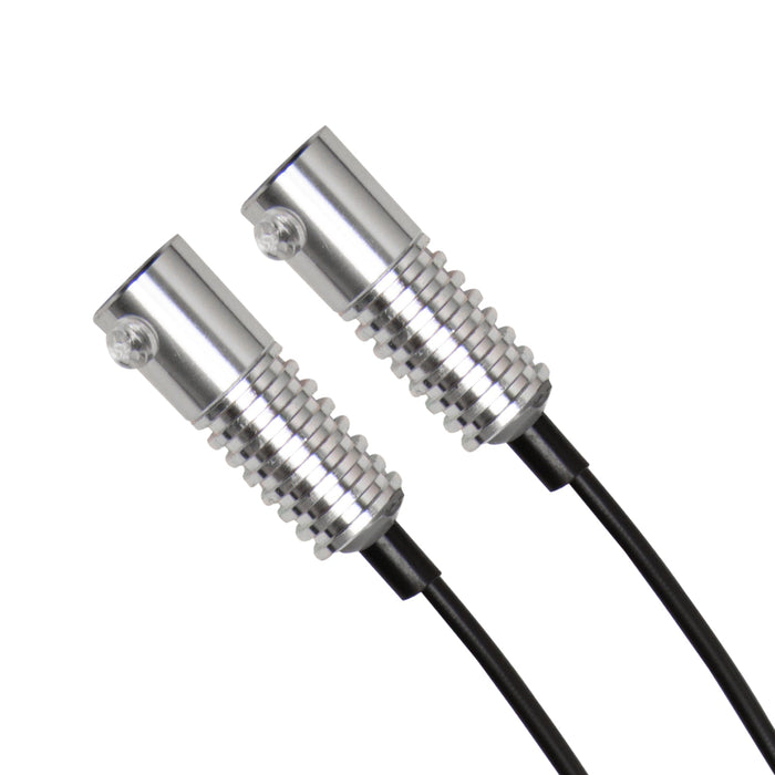Close-up on two Fiber Optic LED Light Heads.
