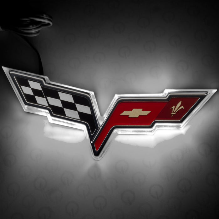 2005-2013 Chevrolet C6 Corvette Illuminated Emblem with white LEDs.