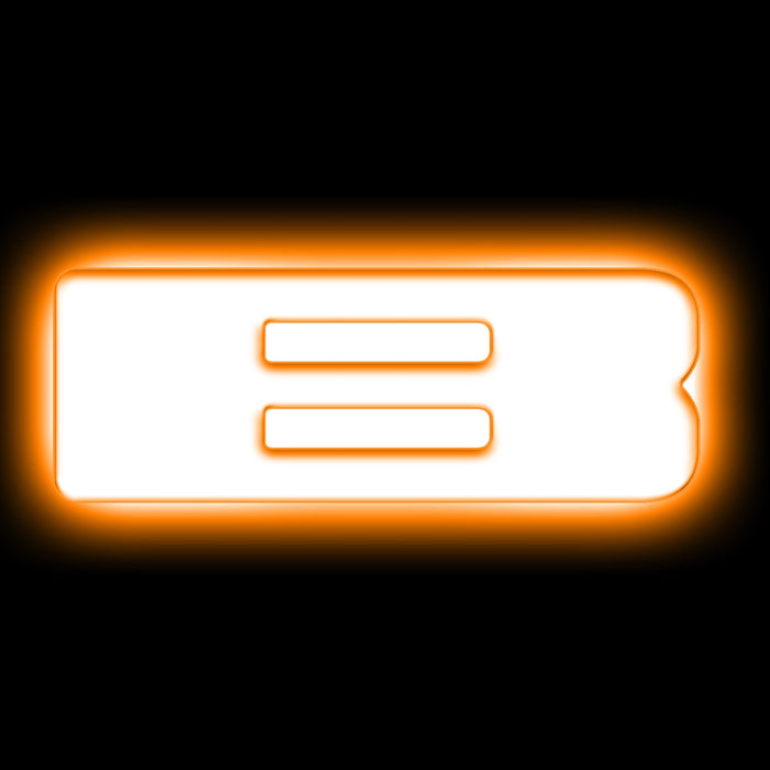 The letter "B" Amber LED Illuminated Letter Badge with matte white finish.