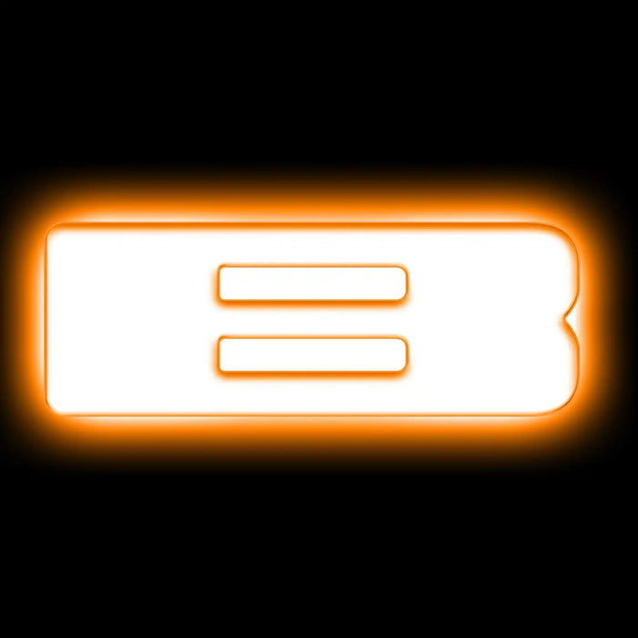 The letter "B" Amber LED Illuminated Letter Badge with matte white finish.