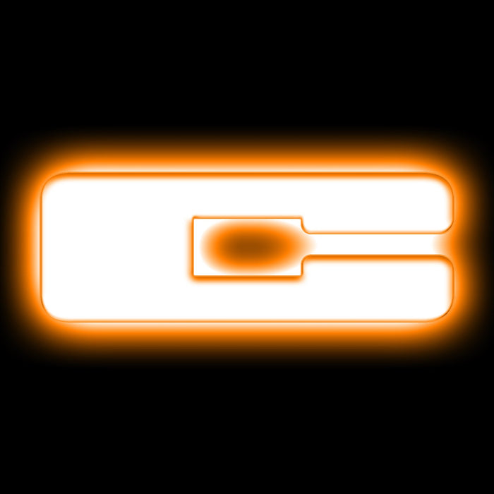 The letter "C" Amber LED Illuminated Letter Badge with matte white finish.