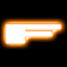 The letter "F" Amber LED Illuminated Letter Badge with matte white finish.