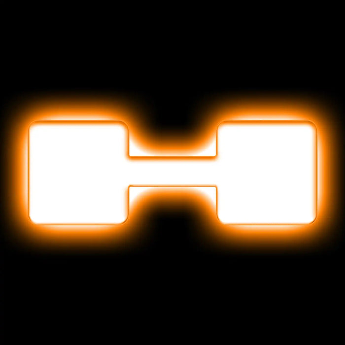 The letter "H" Amber LED Illuminated Letter Badge with matte white finish.