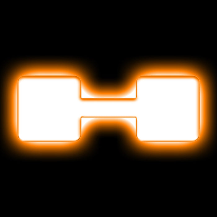 The letter "H" Amber LED Illuminated Letter Badge with matte white finish.