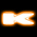 The letter "K" Amber LED Illuminated Letter Badge with matte white finish.