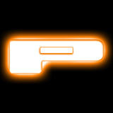 The letter "P" Amber LED Illuminated Letter Badge with matte white finish.