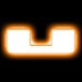 The letter "U" Amber LED Illuminated Letter Badge with matte white finish.
